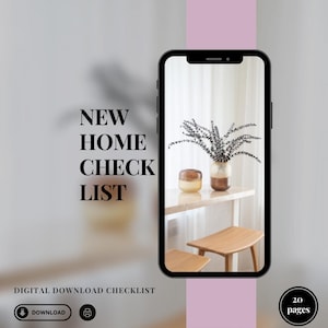 New Home Essentials Checklist Printable, First Apartment Checklist, Moving Planner, New home checklist printable,Instant Digital Download