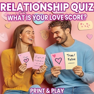 Relationship Quiz Printable - Fun Couple Game for Date Night, Anniversary, Christmas - 100-Point Couples Quiz PDF - Instant Download