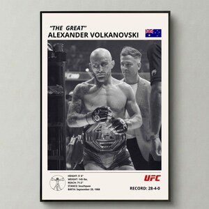 The Great | Volkanovski Poster - UFC Wall Art, Featherweight GOAT Framed Print for Man Cave