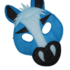 Blue Horse Felt Mask: Farm Animal Costume, Pretend Play