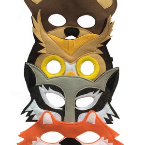 Children's Woodland Animals Felt Mask Combo Set of 4 Masks image 2