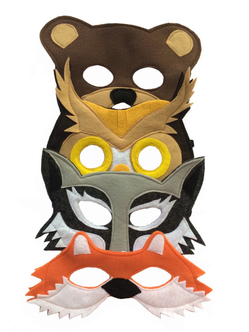 Children's Woodland Animals Felt Mask Combo Set of 4 Masks image 2