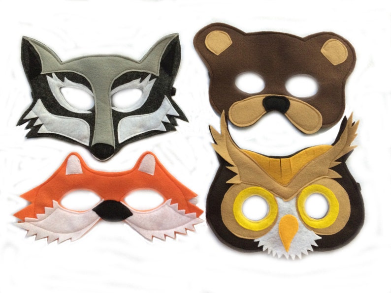 Children's Woodland Animals Felt Mask Combo Set of 4 Masks image 1