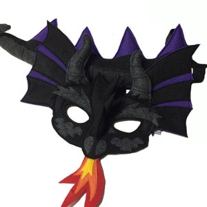 BLACK DRAGON Felt Animal Mask and Tail Set for Children