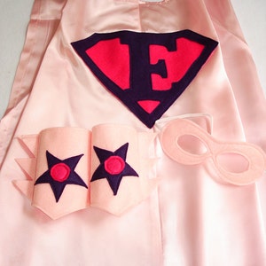 Children's Custom Superhero Personalized Kids Cape Including Matching Mask, and Wrist Cuffs image 3