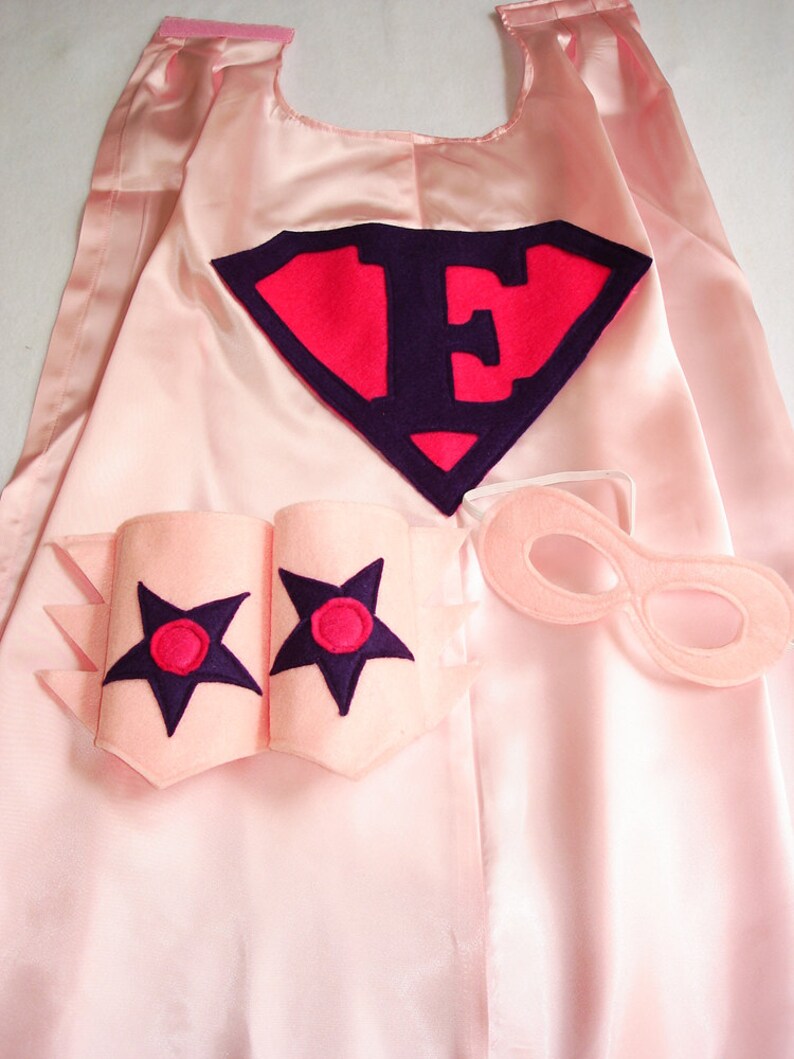 Children's Custom Superhero Personalized Kids Cape Including Matching Mask, and Wrist Cuffs image 3