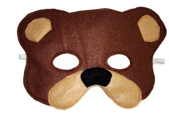 Children's Woodland Animal Brown BEAR Felt Mask