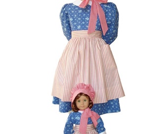 Custom Boutique Historical American Girl Inspired PRAIRIE/PIONEER KIRSTEN Girl and Matching 18inch Doll Costume Dress Set