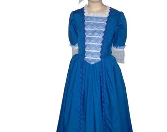 Custom Boutique Historical American Girl Inspired FELICITY Christmas Colonial Ball Gown Royal Blue Girl Size