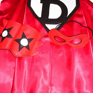 Children's Custom Superhero Personalized Kids Cape Including Matching Mask, and Wrist Cuffs image 1