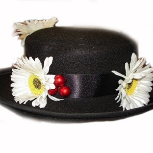 Custom Boutique MARY POPPINS Inspired Nanny's Black Hat