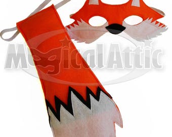 Children's Woodland Animal FOX Felt Mask and Tail Set