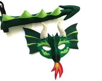 DRAGON Felt Animal Mask and Tail Set for Children