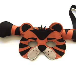 Children&#39;s Safari Jungle Animal TIGER Felt Mask and Tail Set