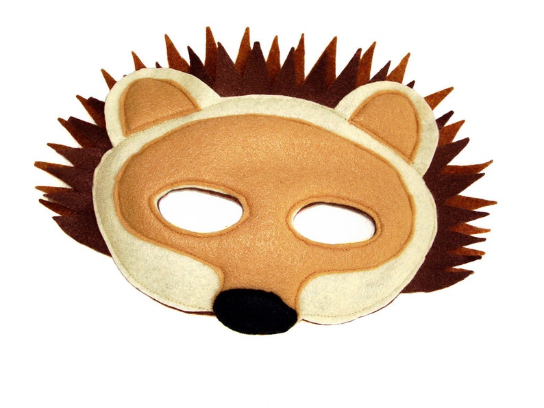 Children's Woodland Animal HEDGEHOG PORCUPINE Felt Mask image 1