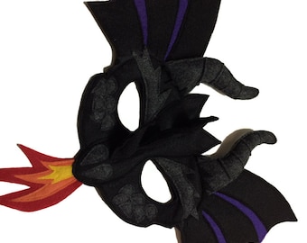 BLACK DRAGON Felt Animal Mask for Children