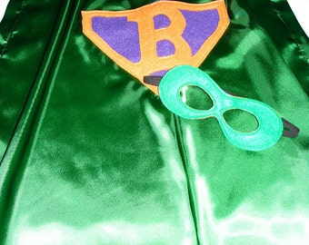 Children's Custom Superhero Personalized Kids Cape Including Matching Mask