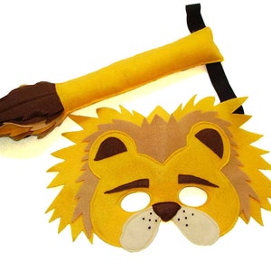 Children&#39;s Safari Animal LION Felt Mask and Tail Set