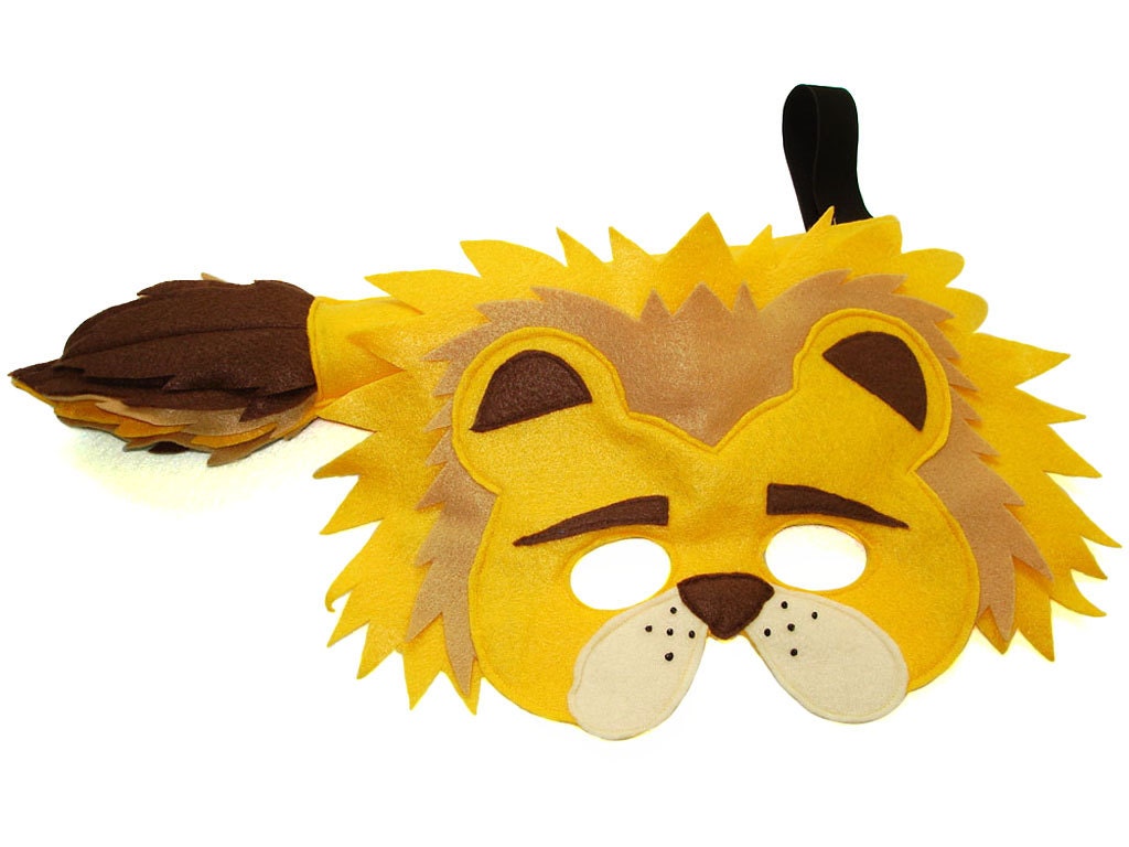Children's Safari Animal LION Felt Mask and Tail Set Etsy