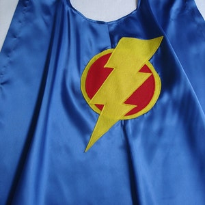 Children&#39;s Custom Made Handmade Super Hero Lightning Bolt Cape for Boys and Girls