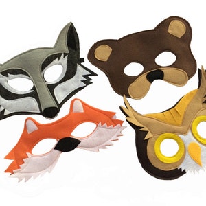 Children's Woodland Animals Felt Mask Combo Set of 4 Masks image 3