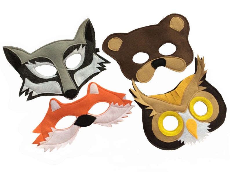 Children's Woodland Animals Felt Mask Combo Set of 4 Masks image 3
