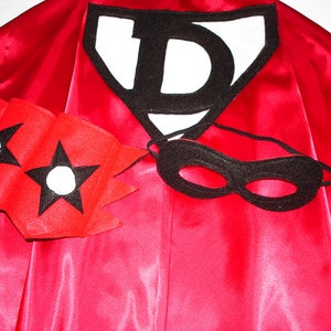 Children's Custom Superhero Personalized Kids Cape Including Matching Mask, and Wrist Cuffs image 2