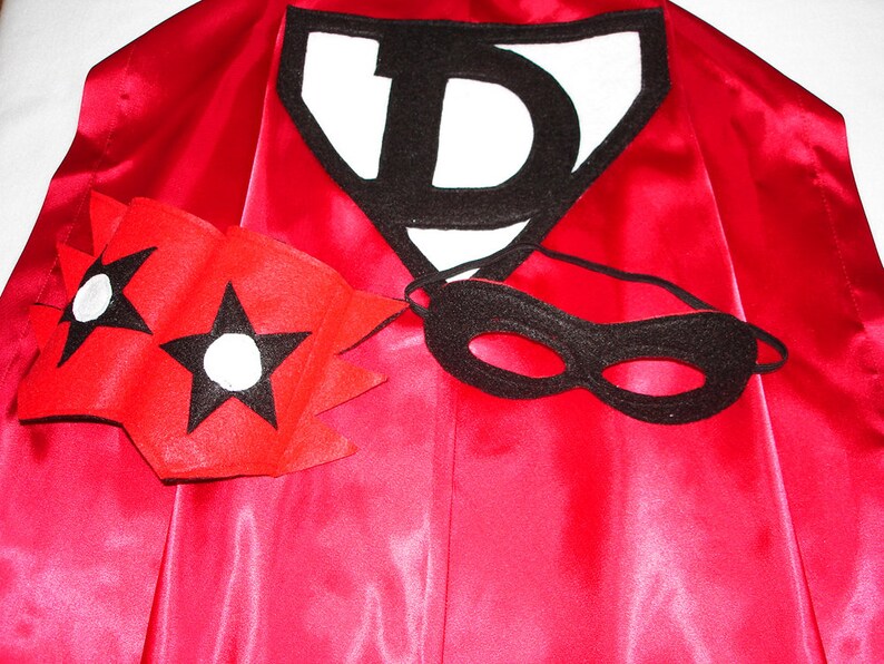 Children's Custom Superhero Personalized Kids Cape Including Matching Mask, and Wrist Cuffs image 2