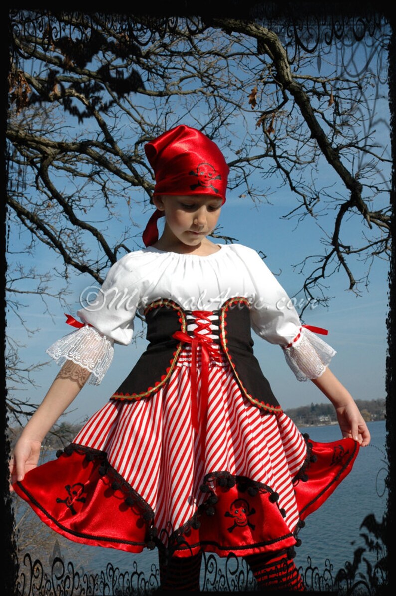 Custom Boutique Halloween PIRATE Girl Size Costume Set image 1