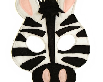 Children's Safari Animal ZEBRA Felt Mask