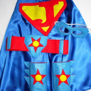 Children's Custom Superhero Personalized Kids Cape Including Matching Mask, Belt and Wrist Cuffs image 5
