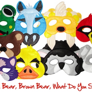 Brown Bear, Brown Bear, What Do You See? Set of 9 Children&#39;s Animal Felt  Masks Combo