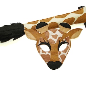 Children&#39;s Safari Animal GIRAFFE Felt Mask and Tail Set