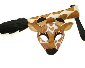 Children's Safari Animal GIRAFFE Felt Mask and Tail Set