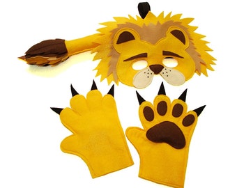 Children's Safari Animal LION Felt Costume Set