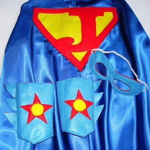 Children's Custom Superhero Personalized Kids Cape Including Matching Mask, and Wrist Cuffs image 5