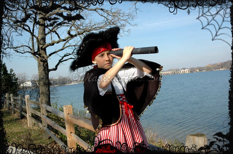 Custom Boutique Halloween PIRATE Girl Size Costume Set image 4