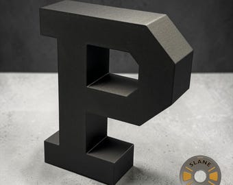 Large Black Block P (6.6 height x 5.4 width x 1.8 depth inches)
