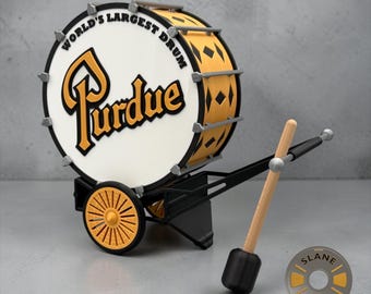 Officially Licensed Purdue University Medium World's Largest Drum (Height 7.5 inches) - fits in Large Boilermaker Special Coal Car!