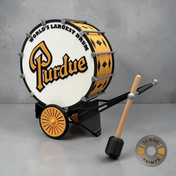 Officially Licensed Purdue University Medium World's Largest Drum (Height 7.5 inches) - fits in Large Boilermaker Special Coal Car!