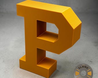 Large Gold Block P (6.6 height x 5.4 width x 1.8 depth inches)
