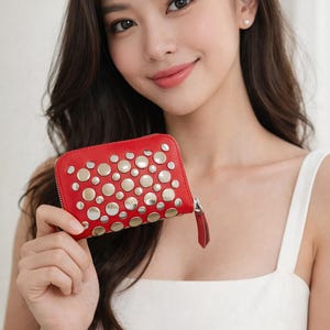 Miniportemonnee met rits en studs