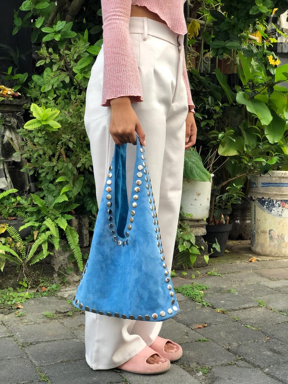 Studded Leather Shoulder Bag (Sky Blue) 【公式通販】