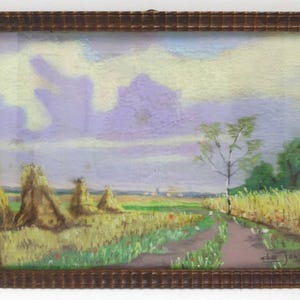 Discover De Joncker&#39;s Watercolor Impressionist Aquarelles: Serene Rural Landscapes in Carved Frames