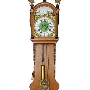 Antike 1880er Jahre Frisian Tail Clock - Holländische Windmühlen-Wanduhr, Vintage Wohndekor