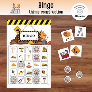Jeu de bingo à imprimer: thème construction