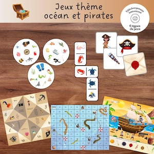Printable games with ocean and pirate theme