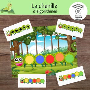 Activité éducative placement de couleurs, de formes et de lettres/jeu éducatif algorithmes à imprimer