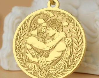 Achilles & Patroclus Halskette - Anhänger der griechischen Mythologie der ewigen Verbundenheit | Mythischer Anhänger mit Kette