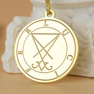 Sigil of Lucifer Pendant: 18K Gold Occult Necklace, Spiritual Jewelry